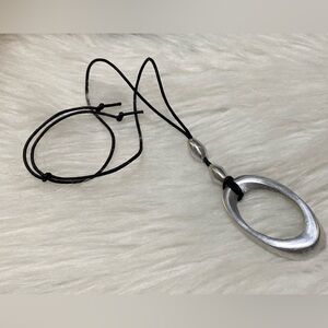 Karma Silver and Black Minimalist Necklace